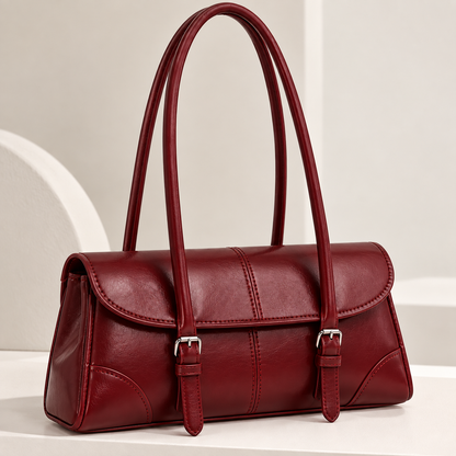 Women's Retro PU Shoulder Handbag with Adjustable Buckle Straps