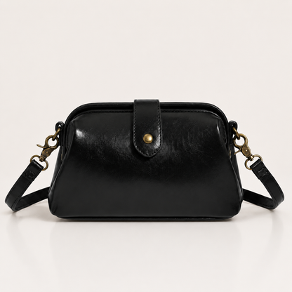 Vintage vegan leather crossbody bag with adjustable strap