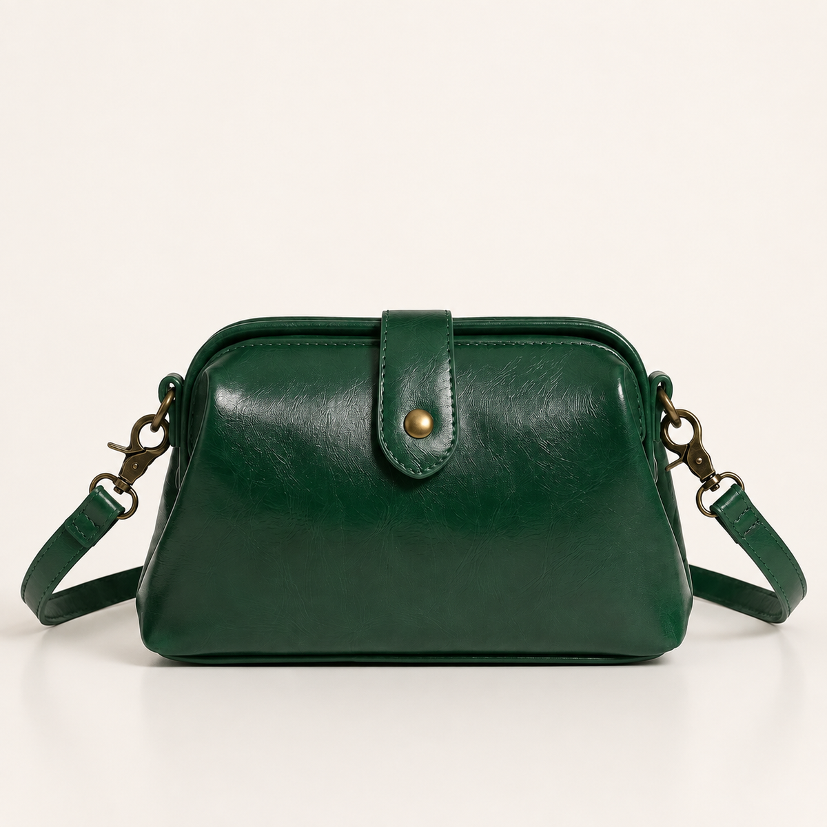 Vintage vegan leather crossbody bag with adjustable strap