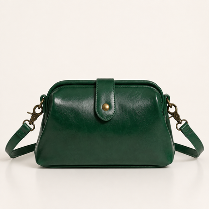 Vintage vegan leather crossbody bag with adjustable strap