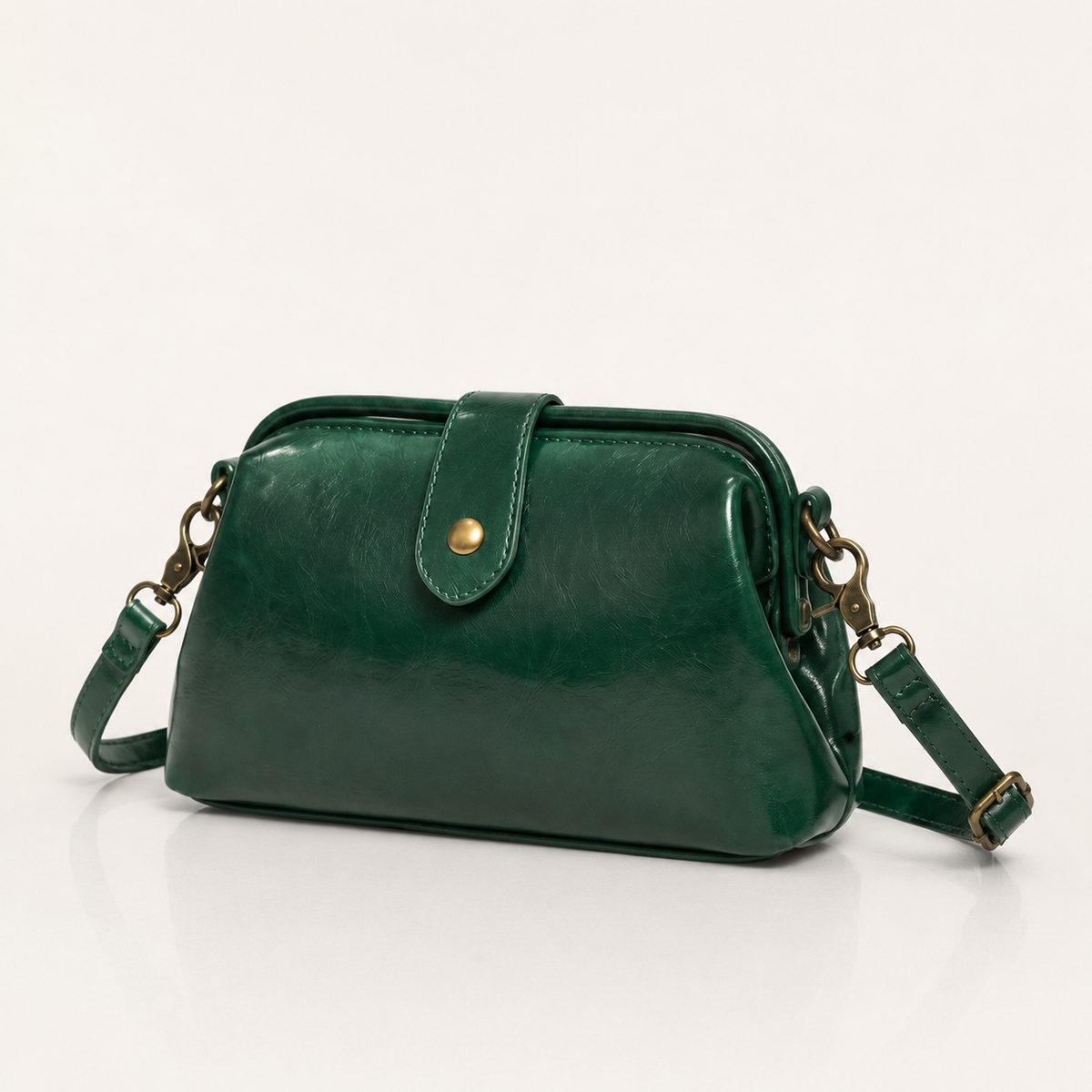 Vintage vegan leather crossbody bag with adjustable strap