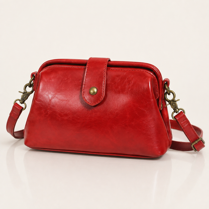 Vintage vegan leather crossbody bag with adjustable strap