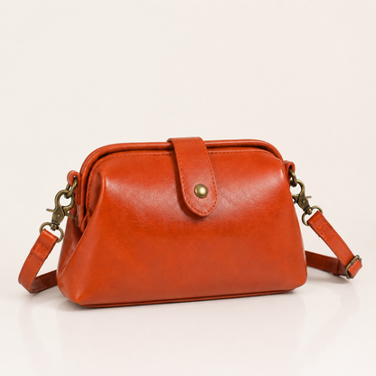 Vintage vegan leather crossbody bag with adjustable strap