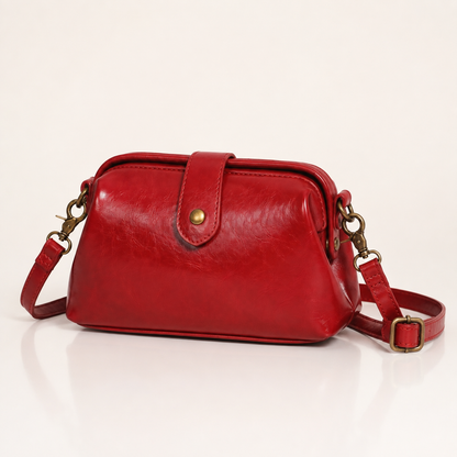 Vintage vegan leather crossbody bag with adjustable strap